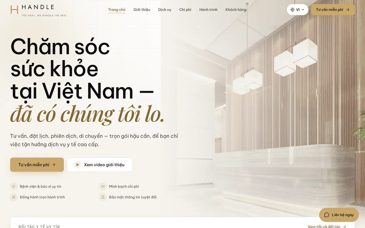 Ảnh chụp trang chủ website Handle Vietnam