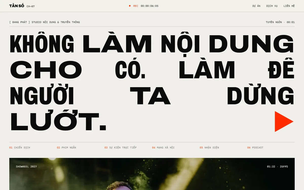 Ảnh chụp mẫu giao diện Tần Số
